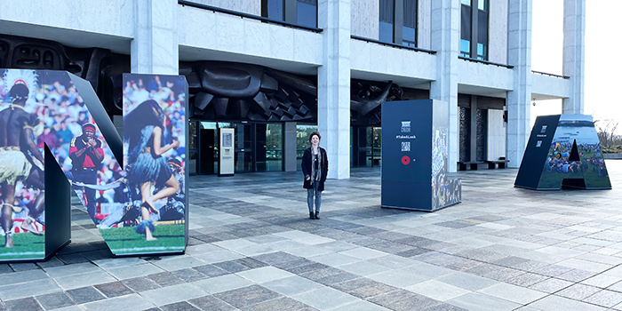 Barbara Lemon standing outside the National Library of Australia